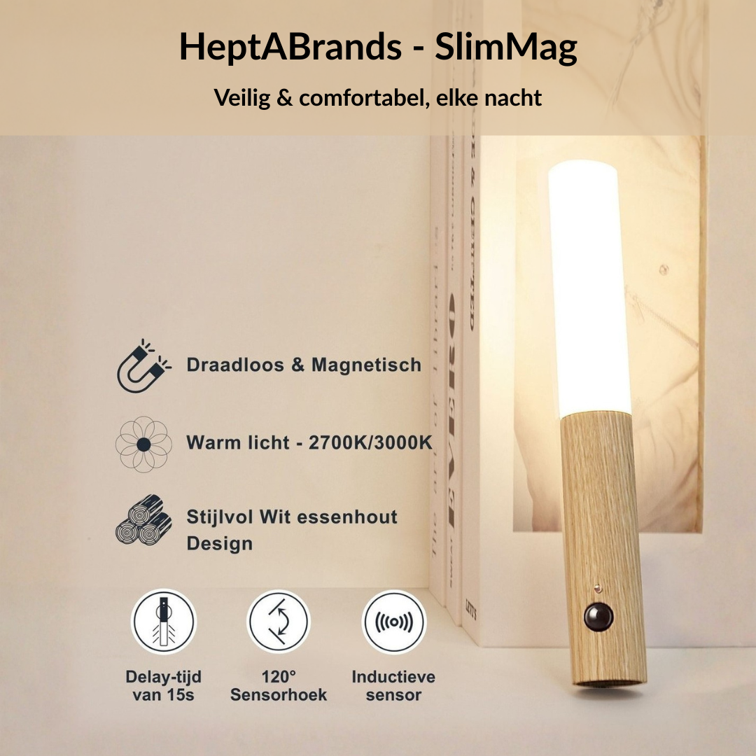 HeptABrands - SlimMag | Magnetisch Nachtlampje met Bewegingssensor – Zacht & Veilig Nachtlicht