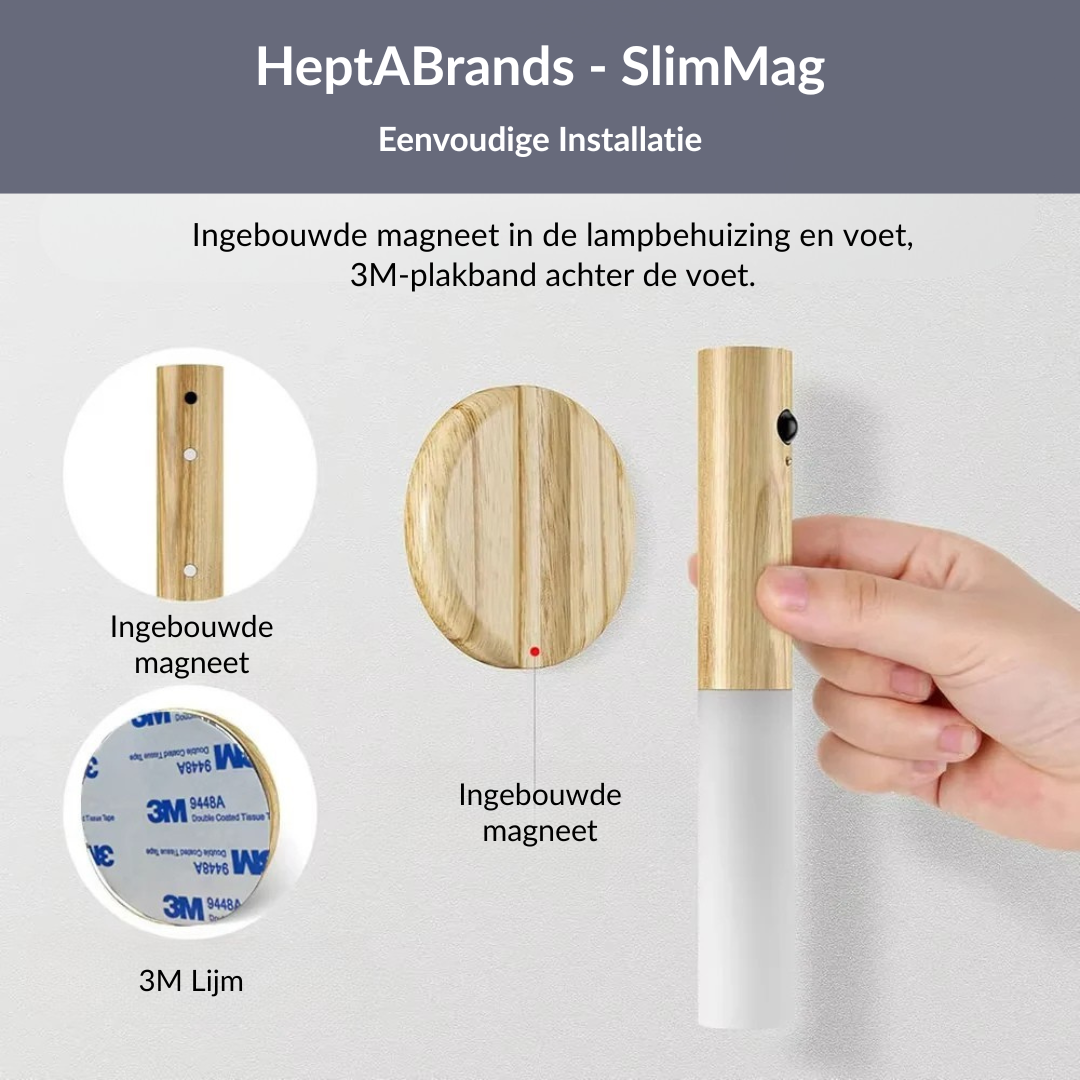 HeptABrands - SlimMag | Magnetisch Nachtlampje met Bewegingssensor – Zacht & Veilig Nachtlicht
